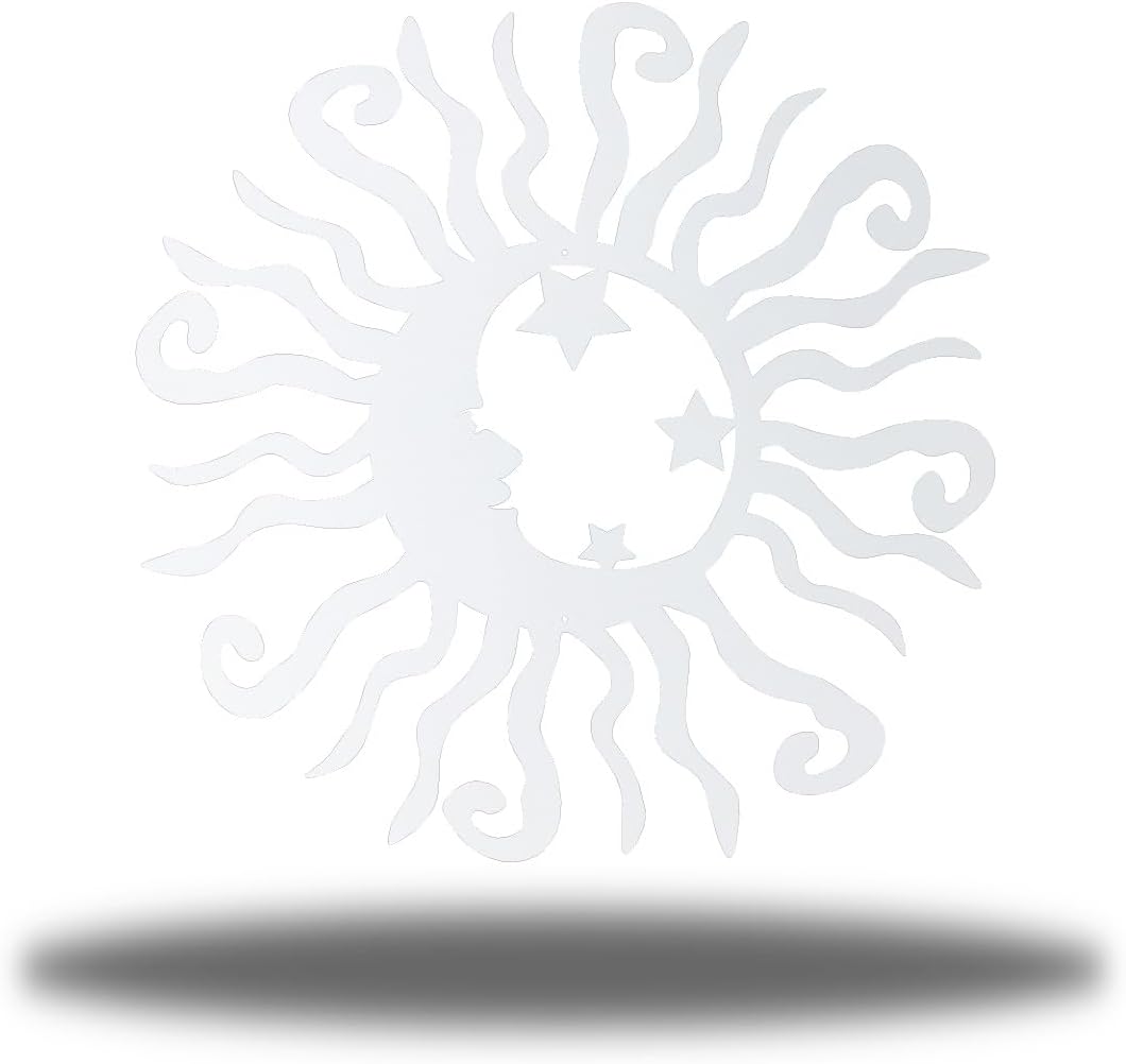 Riverside Designs Wacky Solar Moon Metal Wall Art Steel Outdoor Decor | Heavy-Duty and Waterproof | Made in USA (White, 30L x 30W)