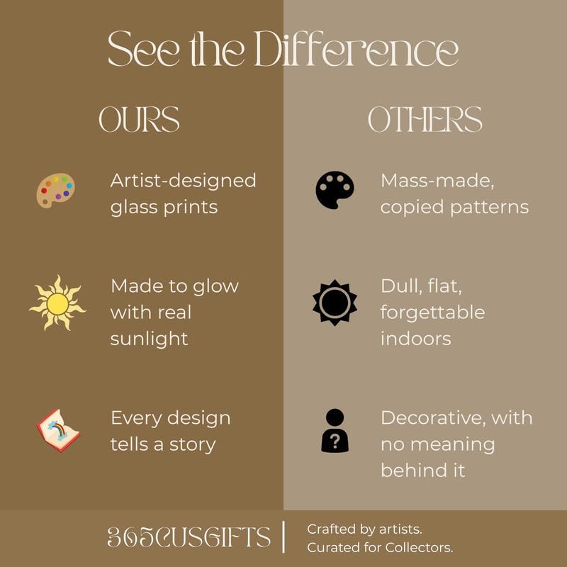 Rectangle Ocean Wave Stained Glass Suncatcher 4 Season Colorful Window Wall Ornament Hand-Painted Glass Panel Decor Gift for Women Christmas Thanksgiving Gift 15"x11"