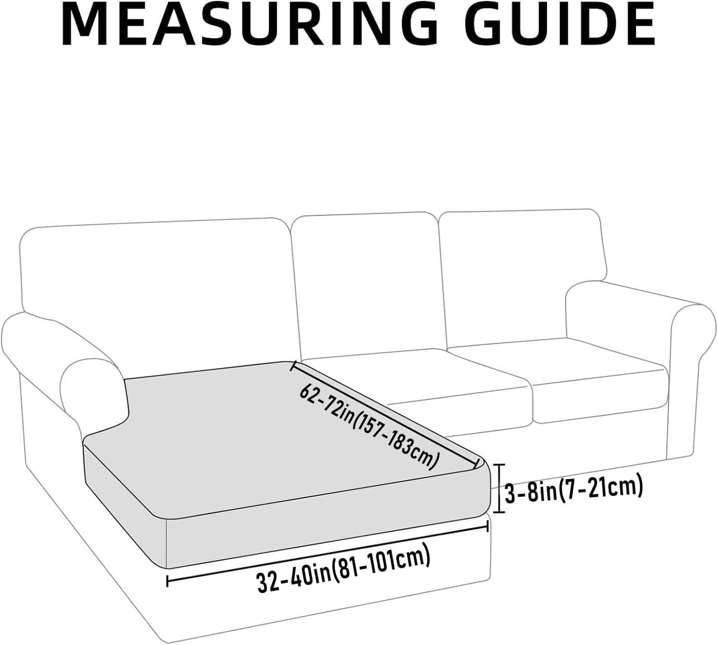 hyha Waterproof Sectional Couch Covers, Non Slip Sofa Couch Cushion Covers L Shape, Thick Stretch Jacquard Fabric, Washable Sofa Slipcovers with Elastic Bottom (1 Piece for Chaise XL, Beige)