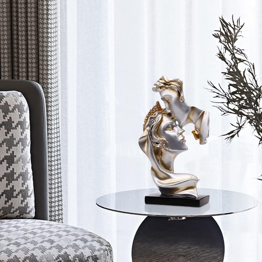 Couples Kiss Sculpture,Abstract Art Couple Sculpture Home Furnishing Resin Statue Decoration Romantic Statue Used for Home Decoration, Wedding, Gift. (Grey)