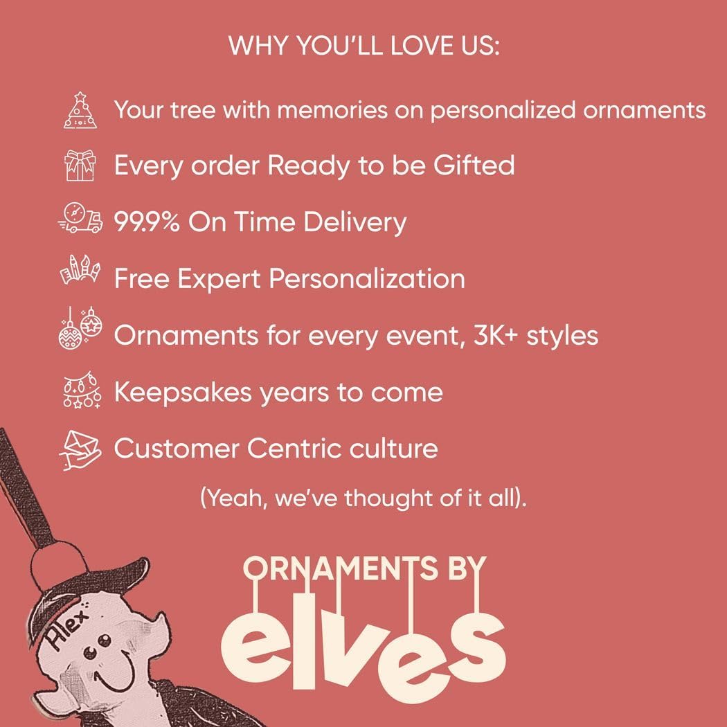 Ornaments by Elves - Personalized Baby Red Christmas Ball Ornaments 2024 - Customized Baby Red Balls Christmas Decorations African-American Ornaments for Christmas Tree in a Giftable Packaging
