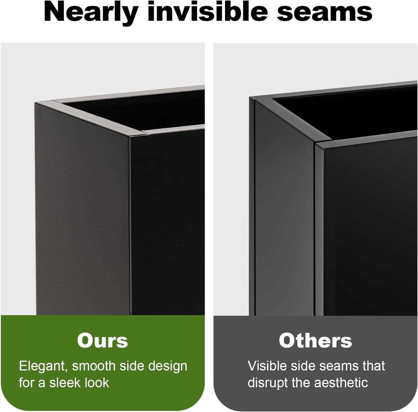 Metal Large Rectangular Planter Box Outdoor 30" H x 34" W x 10" D,Tall Flower Pot with Quick Installation,Long Black Planters for Outdoor Plants with Drainage Holes for Plants,Patio,Garden