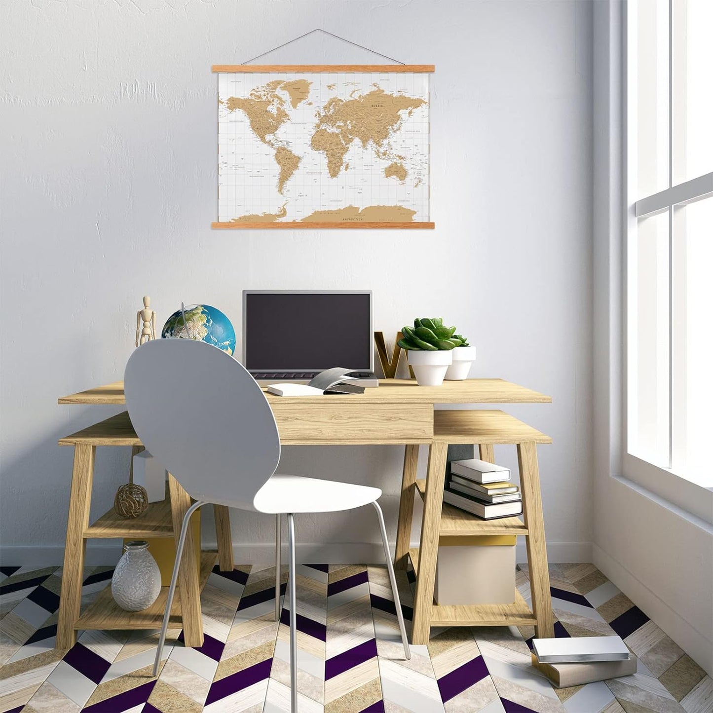 FALAMON Magnetic Poster Hanger Frame, 30x40 30x36 30x20 Teak Wood Magnet Poster Frame for Posters, Prints, Photos, Pictures, Maps, Scrolls, and Canvas Artwork