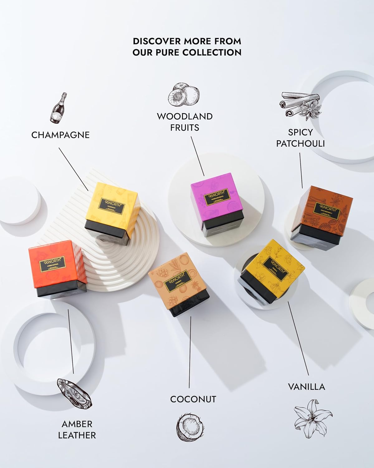 96NORTH | Pure Vanilla Candle | 100% Natural Soy Wax | One Wick Jar Candle | Natural Fragrance Technology | Non Toxic | Up to 35 Hours Burning Time | Aromatherapy Gift for Men and Women