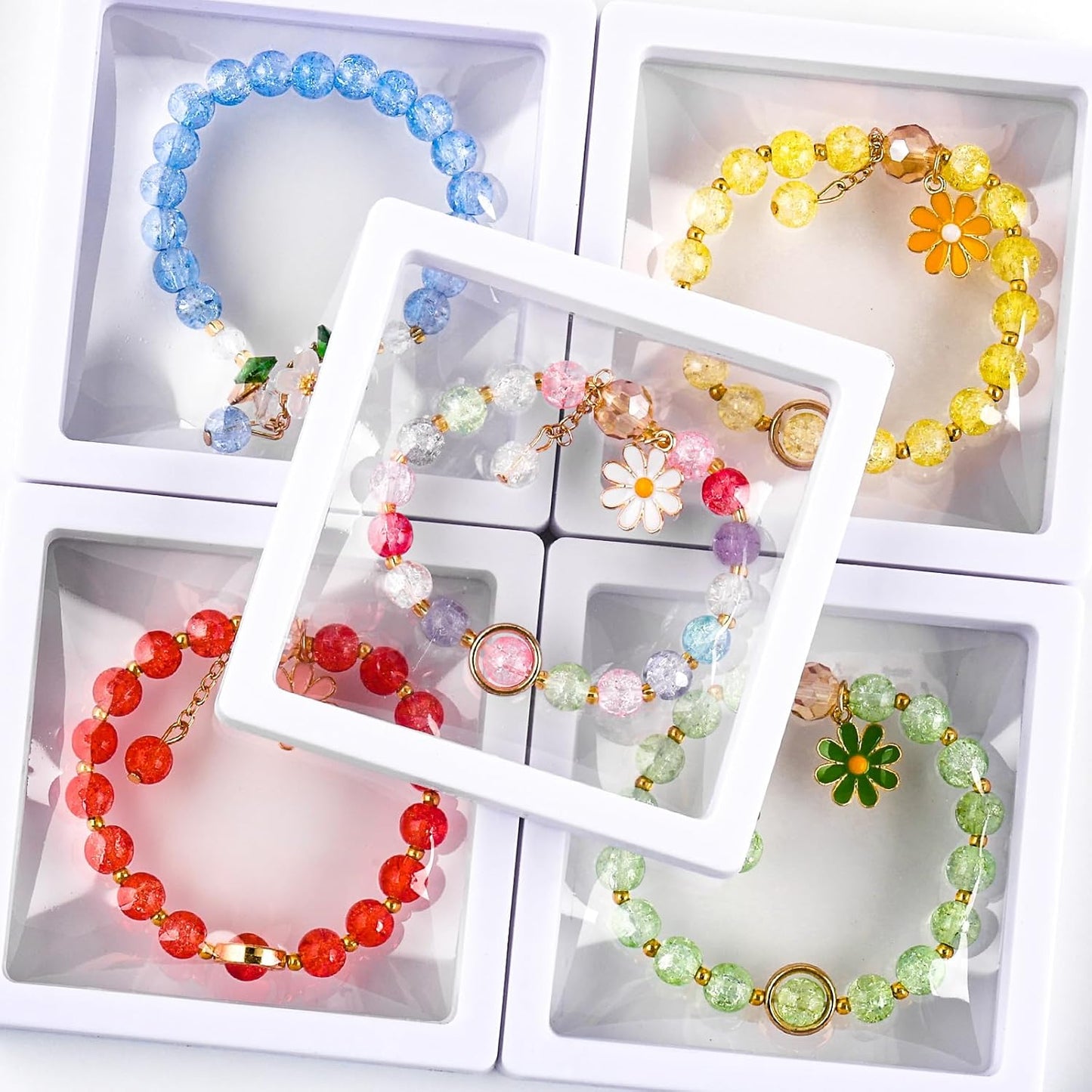 XSEINO About 1200PCS 6mm Glass Beads Bracelet Making Kit,24 Assorted Red and Pink Series Colorful Crystal Beads for Bracelet and Jewelry Making and DIY Crafts,Friendship Bracelets