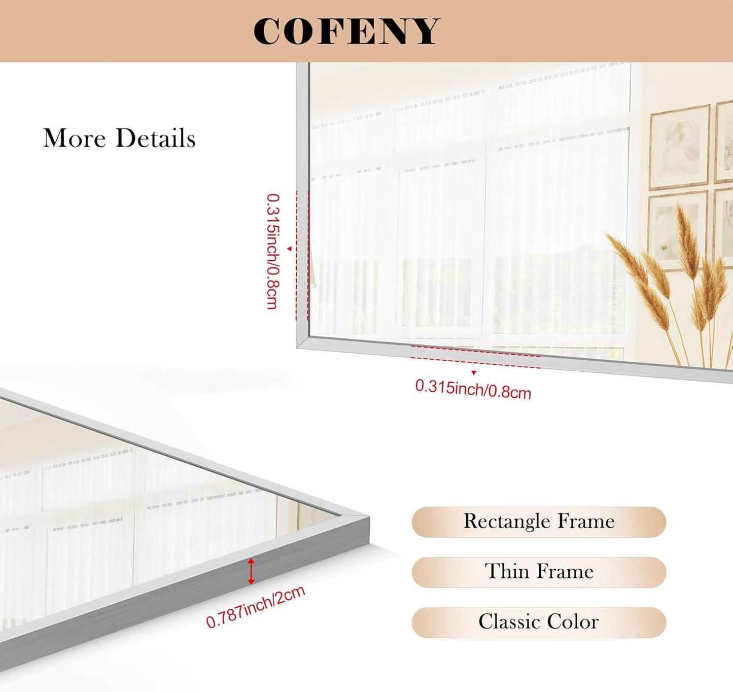 Silver Bathroom Mirror for Wall, 30x60 Inch Rectangle Mirrors with Metal Frame, Modern Vanity Large Wall Mirror for Bathroom Living Room, Entryway Hangs Horizontal or Vertical