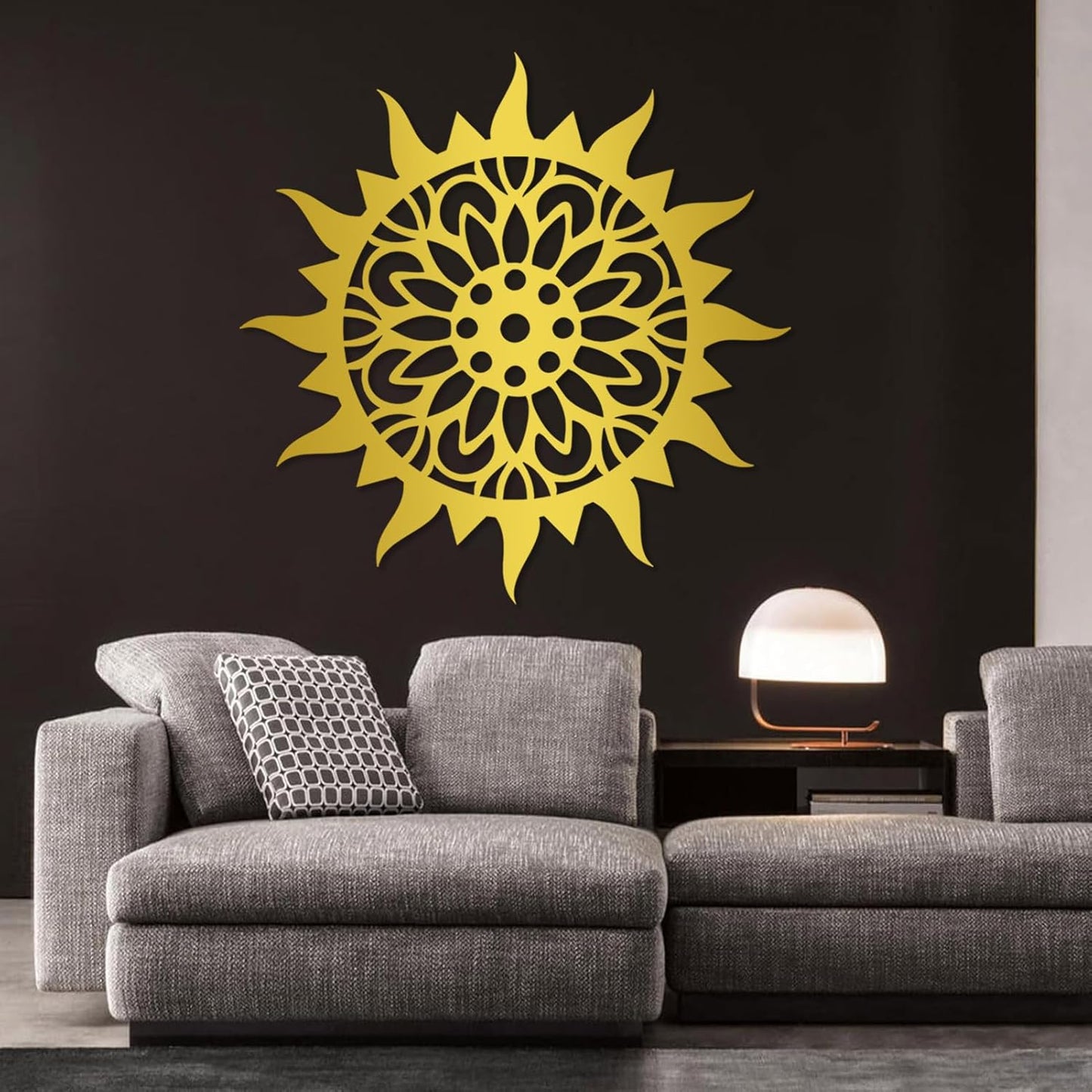 Sunburst Metal Wall Decor - Metal Sun Flower Wall Art, Outdoor Sun Wall Art, Sunburst Home Decor for Living Room & Patio (Silver, 24"x24"|60x60cm)