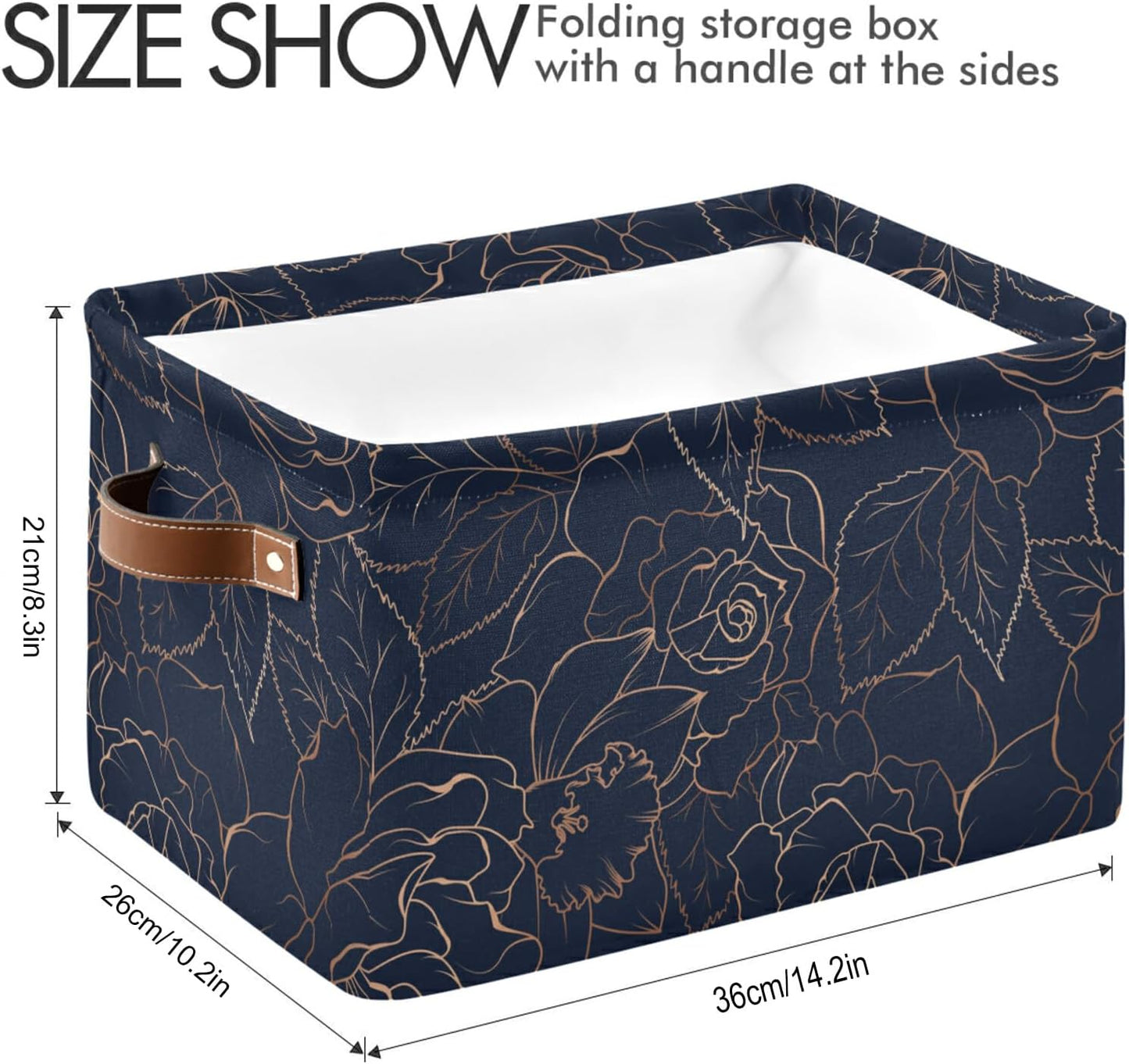 susiyo Foldable Storage Bins Storage Cubes Bin Baskets for Shelves with Handles Decorative Fabric Storage Baskets for Organizing Shelves Closet Nursery Home Toys 1 Pack,Navy Blue