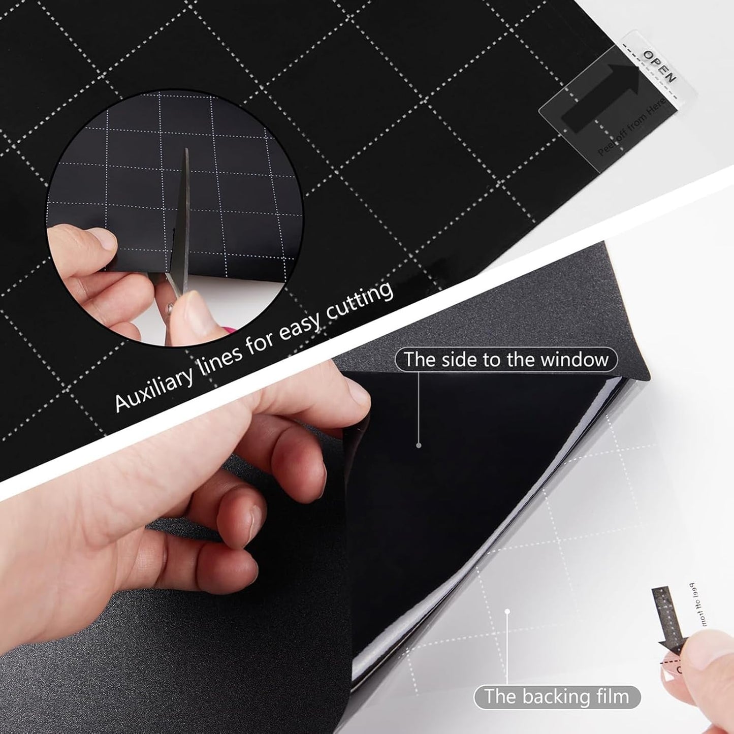 Kromapolis Blackout Window Privacy Film Total Light Blocking Room Darkening Window Covering, Removable Static Cling Frosted Glass Tint, Non-Adhesive, Black 11.8'' x 157.4''