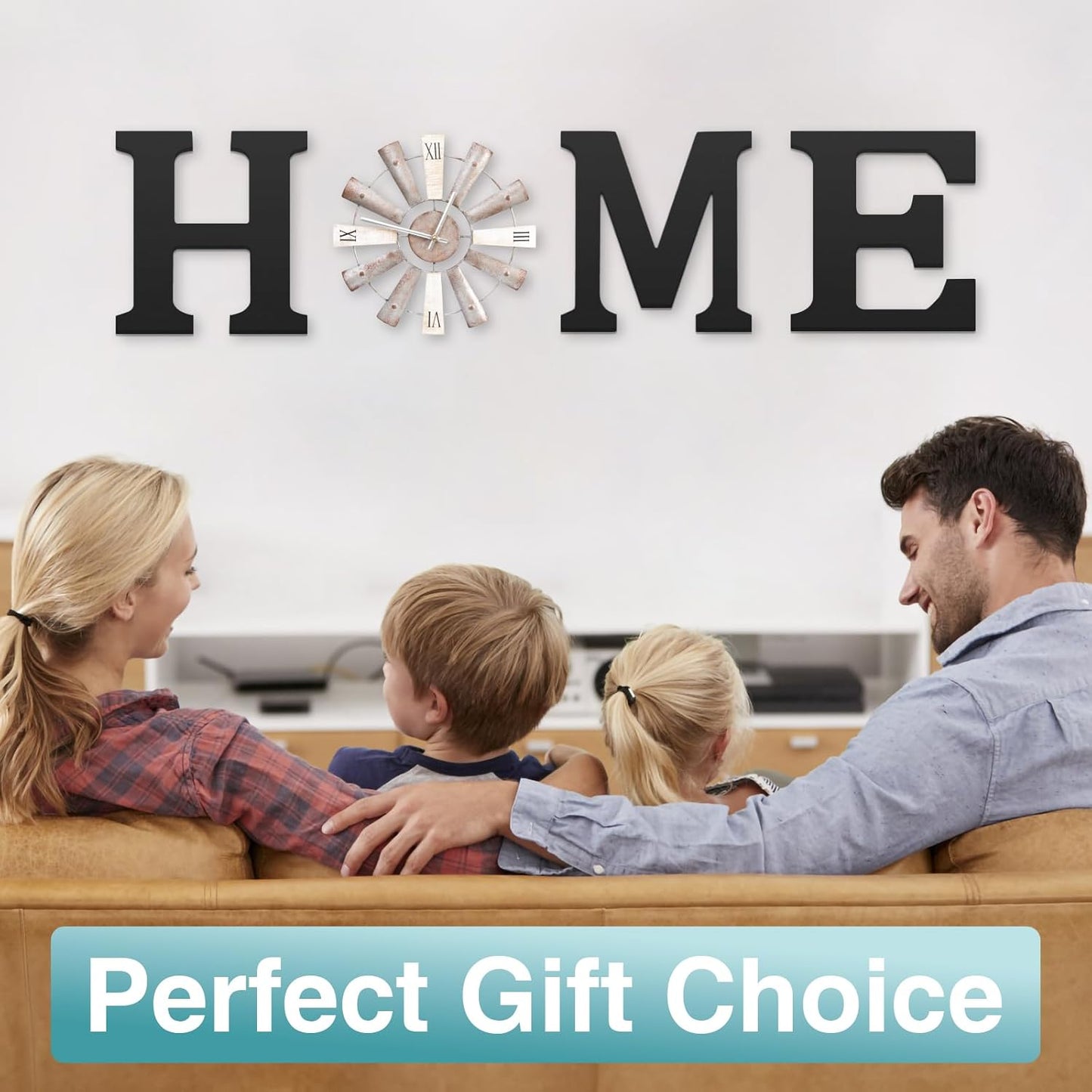 Farmhouse Home Signs with Windmill Clock Wall Decor Rustic Home Letters Wall Art for Living Room Kitchen Entryway Dining Room Bedroom (black)