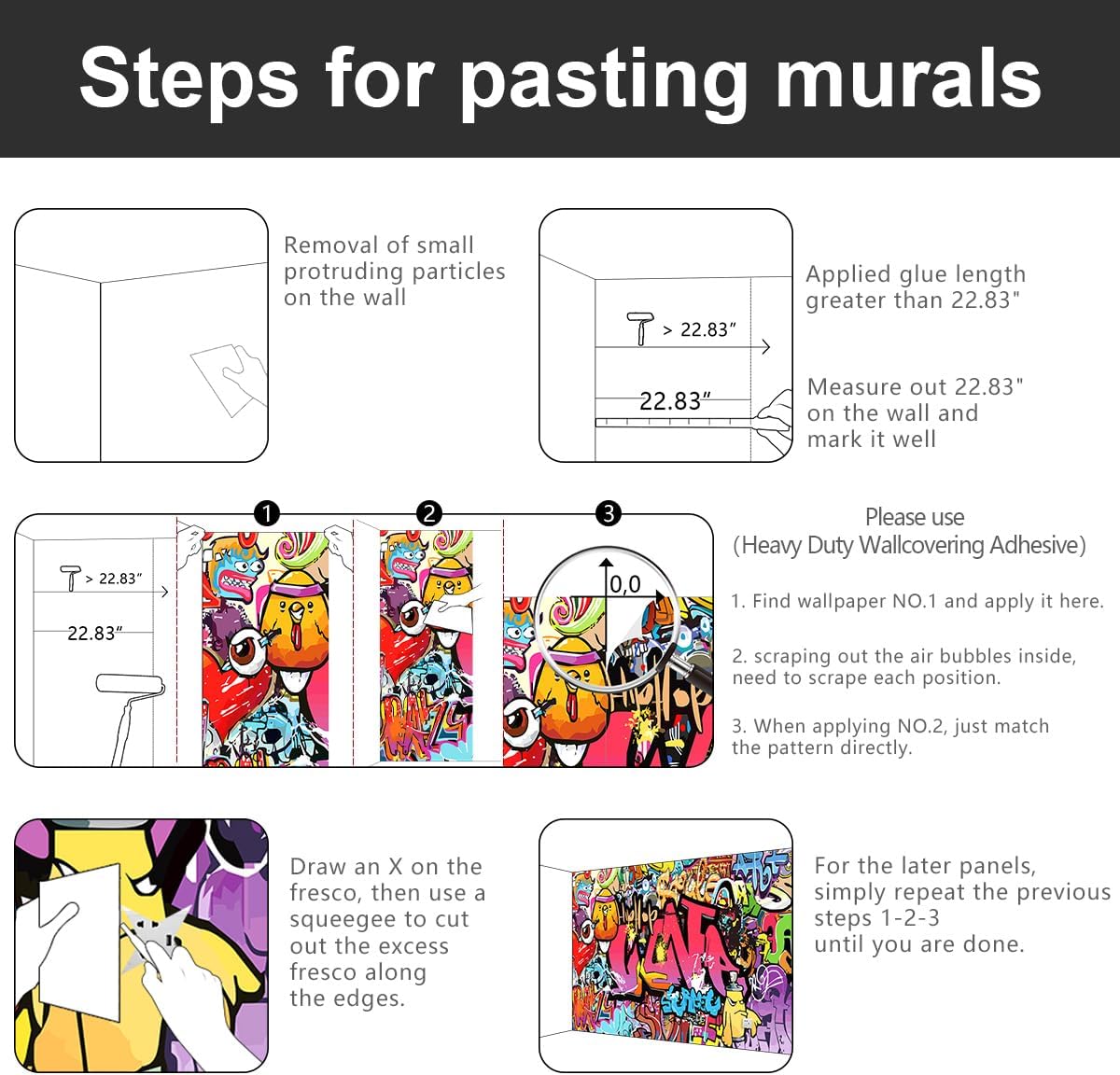 -Street Art Graffiti Wallpaper Fabric Wallpaper Living Room Bedroom Bathroom Boys Girls Children's Room Abstract Large Wall Mural- 160"x108"( not Peel and Stick)