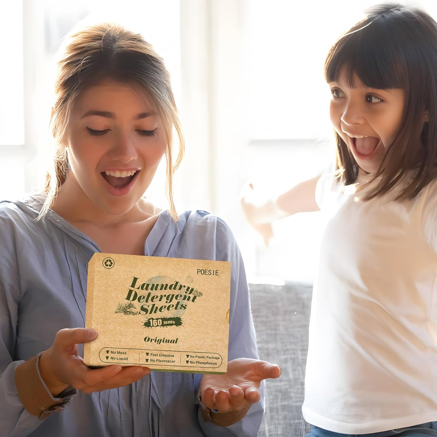 Poesie Laundry Detergent Sheets Original(Rainy Glass) Scent 160 Count Camping Hiking RV Trip Liquidless Clothes Laundry Detergent Strips for Travel Hotel Sink Dorm Home Outdoor