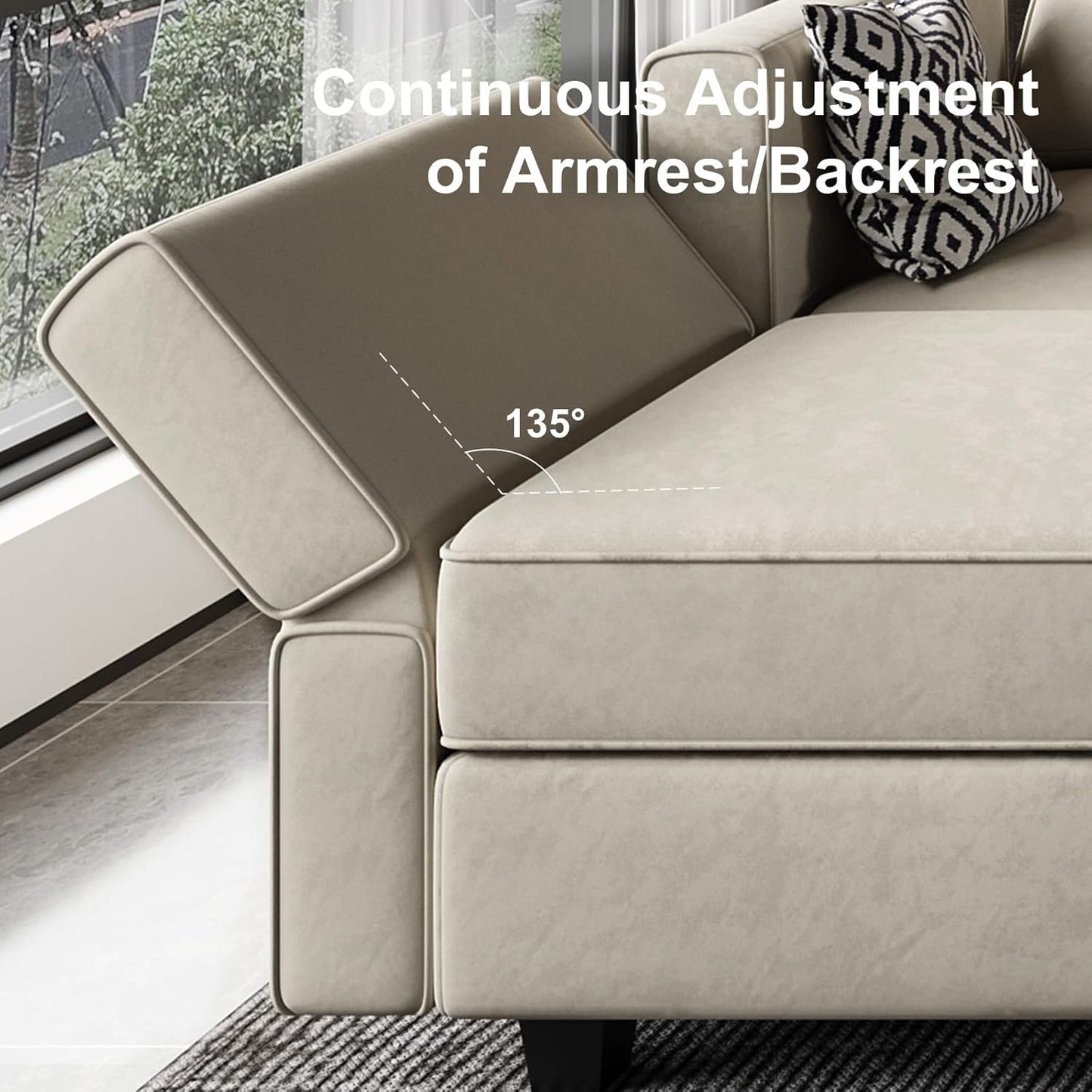 Belffin Modular Sectional Sofa with Double Chaise Velvet U Shaped Sofa Reversible Sectional Couch with Storage Grey