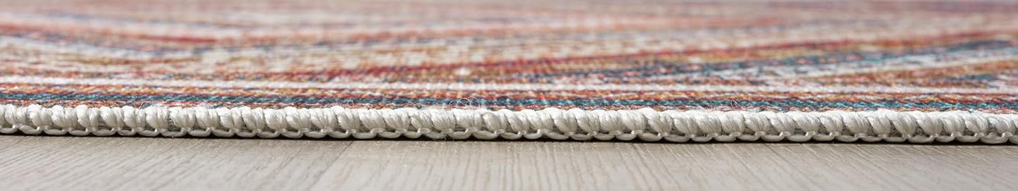 Keen Home Design 2x12 Rug - Machine Washable Runner Rug with Non-Slip Backing, Ideal for Hallway, Entryway, Kitchen, Laundry Room - Vintage, Easy Clean, Durable, Low Pile - (2'6" x 12')