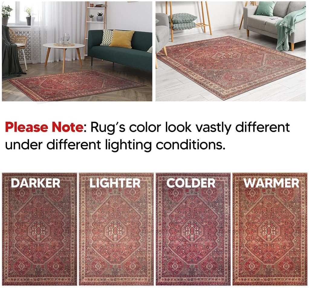Keen Home Design 2x7 Rug - Machine Washable Runner Rug with Non-Slip Backing, Ideal for Hallway, Entryway, Kitchen, Laundry Room - Vintage, Easy Clean, Durable, Low Pile Rug - (2'6" x 7')