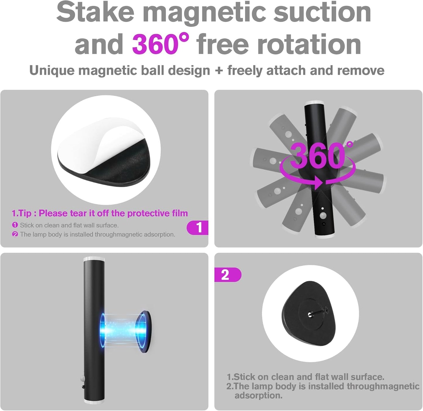 Battery Operated Wall Sconce, Rechargeable Wall Lights with Motion Sensor, Remote Control, Dimmable Metal Magnetic Wall Lamp for Decor, Bedroom, Living Room, Night Light (Black, 1Pcs)