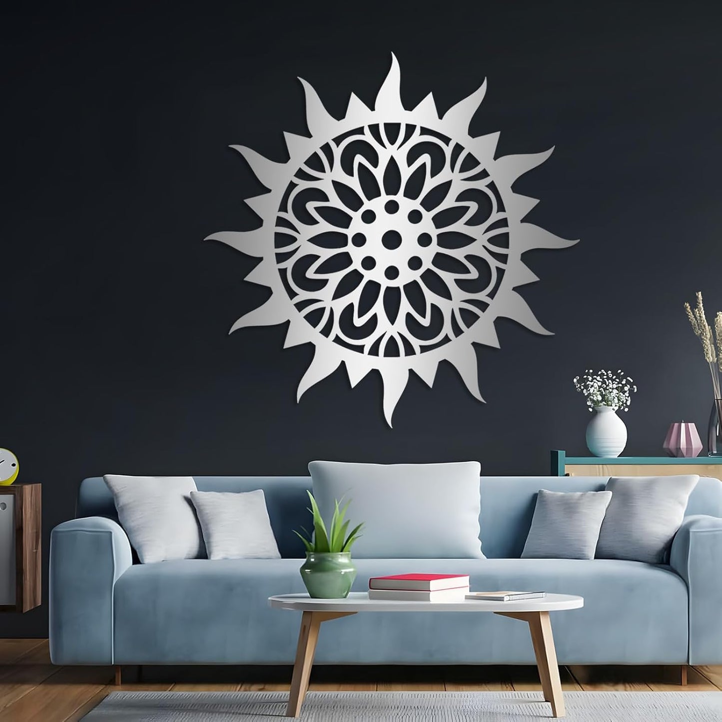 Sunburst Metal Wall Decor, Metal Sun Wall Decor, Metal Sun Flower Wall Art, Outdoor Metal Sun Wall Art, Sun Burst Wall Decor, Home Decor, Patio Decor, Wall Art for Living Room, Bedroom (Gold, 39"x39"|100x100cm)