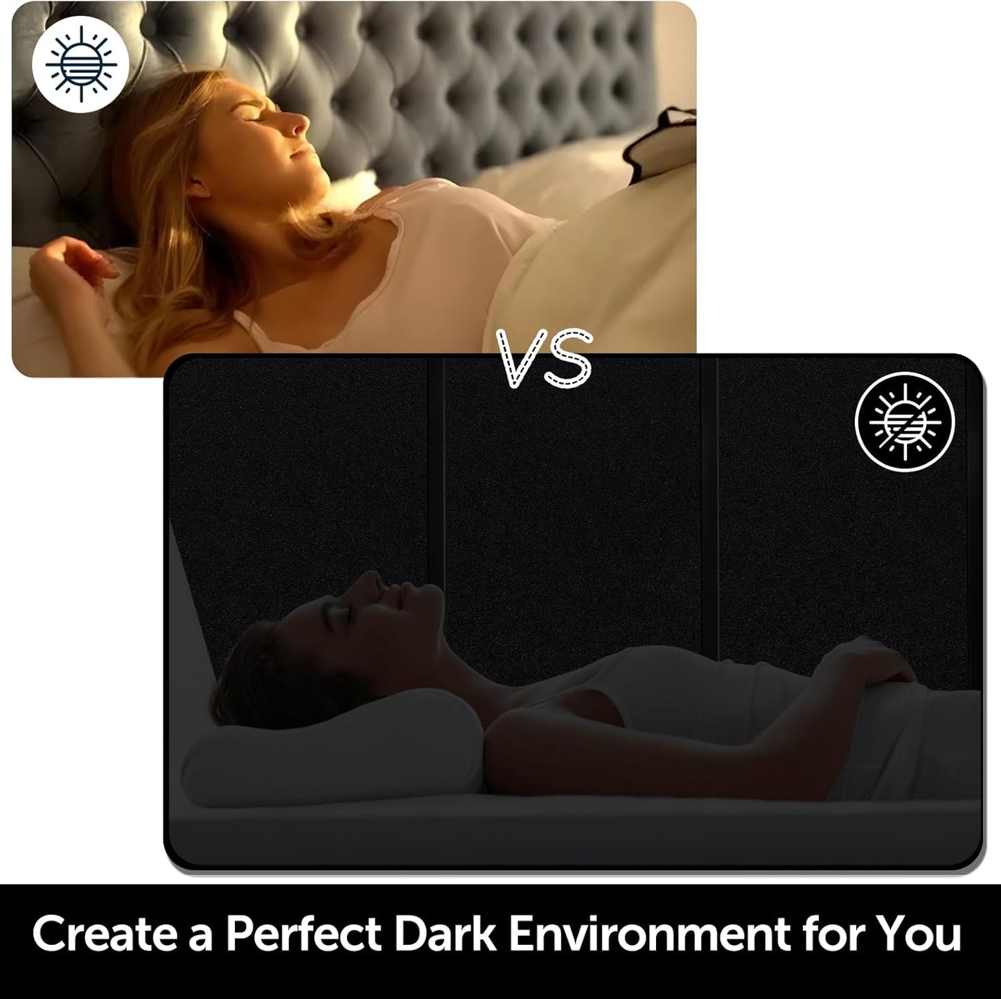 HIDBEA Blackout Window Film,100% Light Blocking Room Darkening Window Privacy Film,Frosted Glass Window Film Heat Control, Removable Window Cover Tint for Day Sleep (Black,17.7in x 6.5ft)