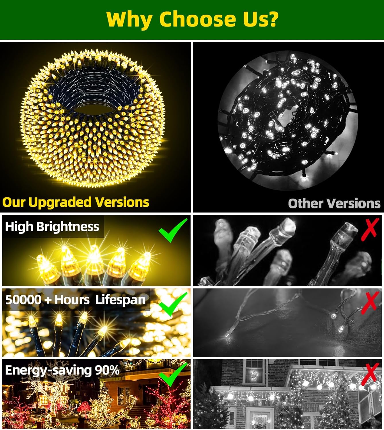 1500 LED 470FT Christmas Lights Outdoor,12 Lighting Modes Christmas String Lights with Timer, Dimmable Warm White LED StringLights Waterproof for Yard Tree Wedding Party Holiday Warm White