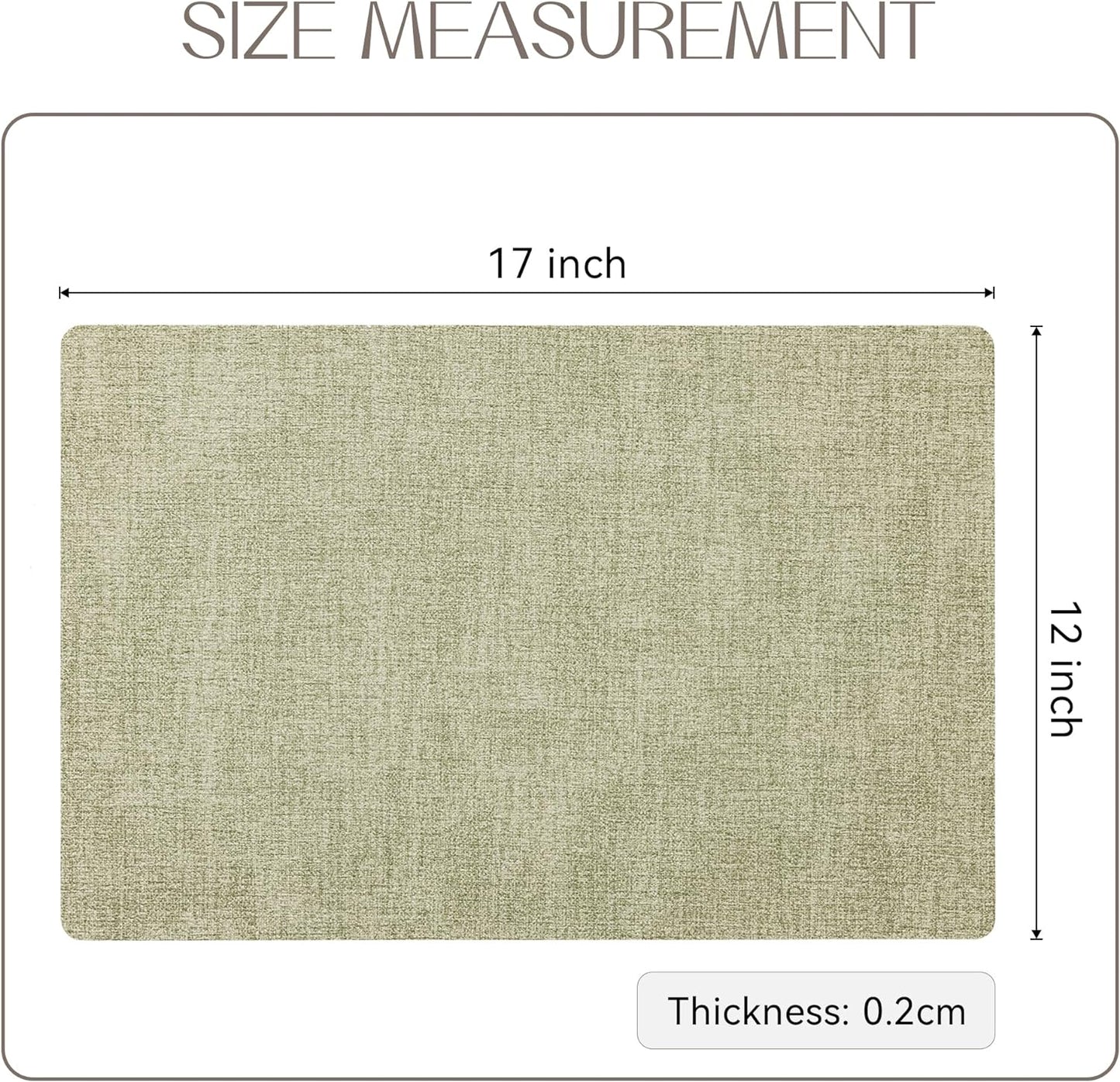 Romanstile Vinyl Placemats Set of 8-12 X 18 Inch - Heat Resistant Place Mats 100% Waterproof Oilproof Wipeable Reversible Faux Leather Table Mats for Kitchen/Dining/Party/Outdoor, Grass Green