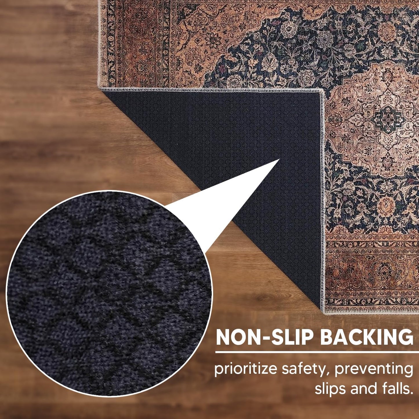 Keen Home Design 2x3 Rug - Machine Washable Entry Rug with Non-Slip Backing, Ideal for Enteryway, Kitchen, Bathroom, Laundry Room - Vintage, Easy Clean, Durable, Low Pile Rug - (2' x 3')