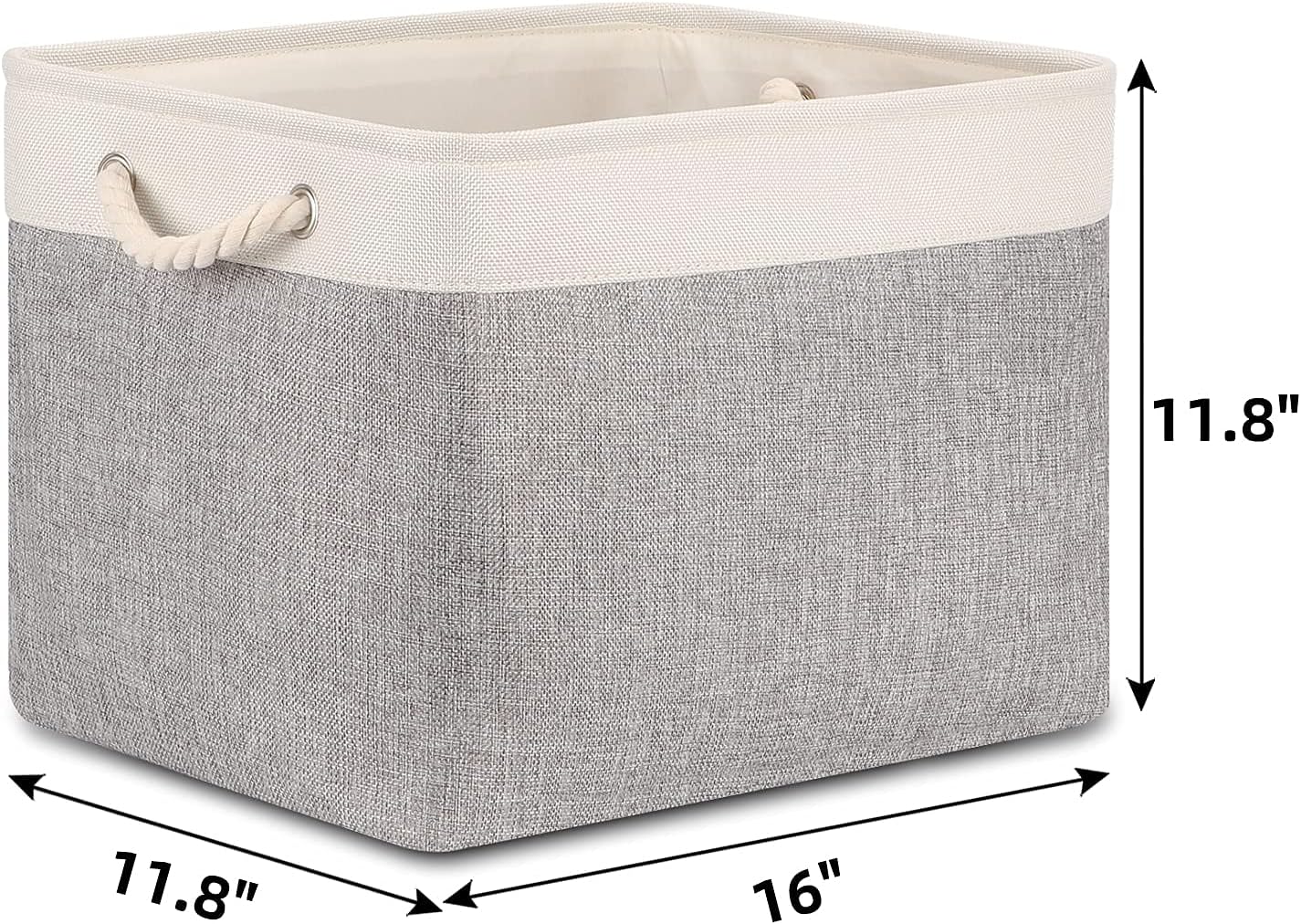 Bidtakay Storage Baskets for Organizing Large Storage Bins for Shelves 2 Pack 16x12 in Fabric Baskets for Blanket Nursery Toy Storage Collapsible Organizer Bins Closet Organizers Storage-Grey&White