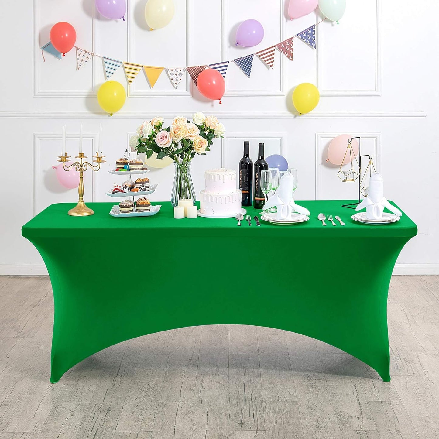 Spandex Table Cover for 6Ft or 4fT or 8ft Table Universal Fitted Stretch Tablecloth for Party, Banquet, Wedding and Events-Emerald