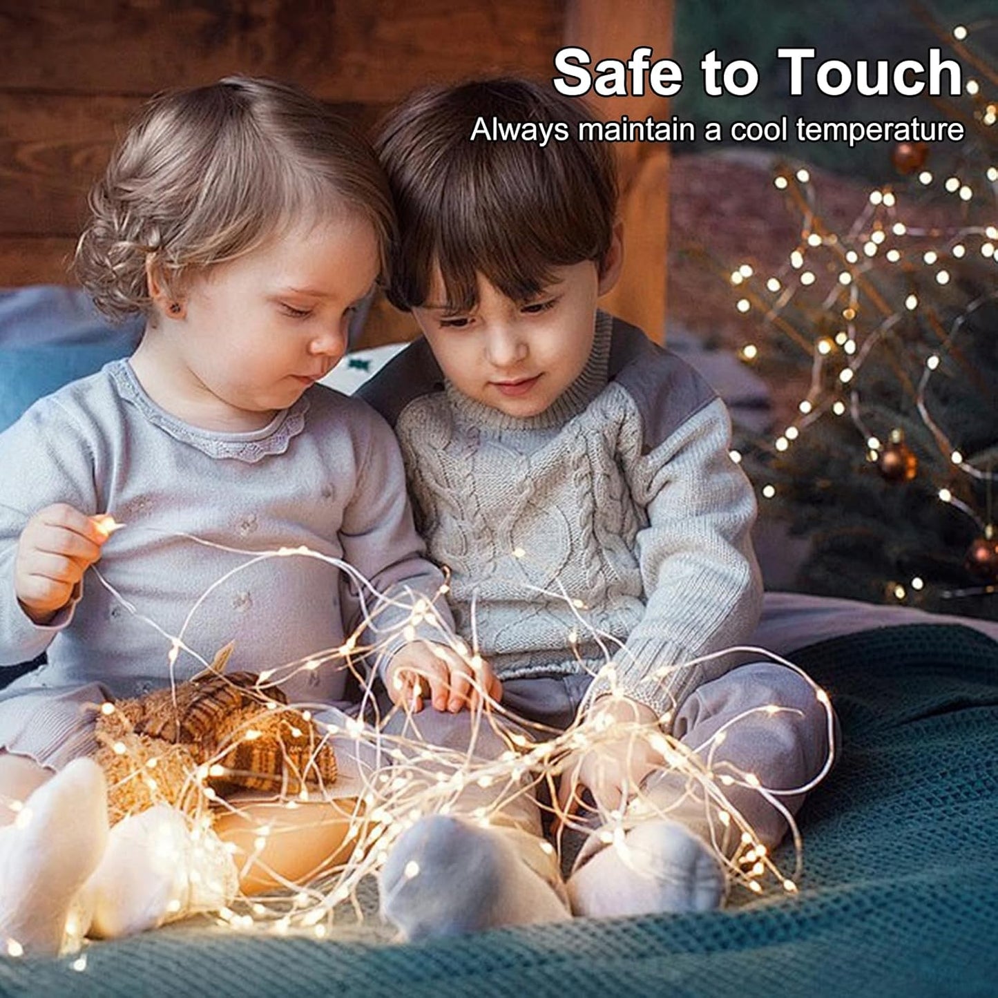Fairy Lights Battery Operated String Lights 16.4ft 50LED Flashing and Constant Light Waterproof Silver Wire for Christmas DIY Party Bedroom Wedding (Warm White, 2 Pack)