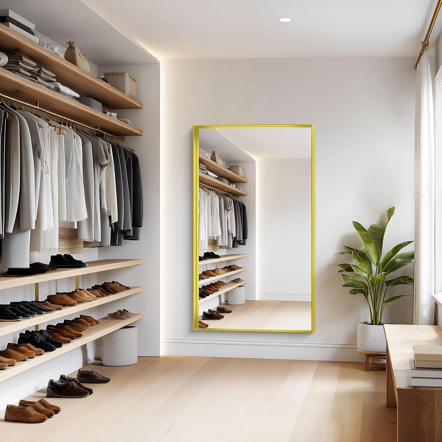 Gold Bathroom Mirror, 36x60 Inch Rectangular Deep Frame Mirror, Large Wall Mounted Bathroom Vanity Mirror Over Sink for Bedroom,Restroom, Living Room, Hangs Vertically or Horizontally