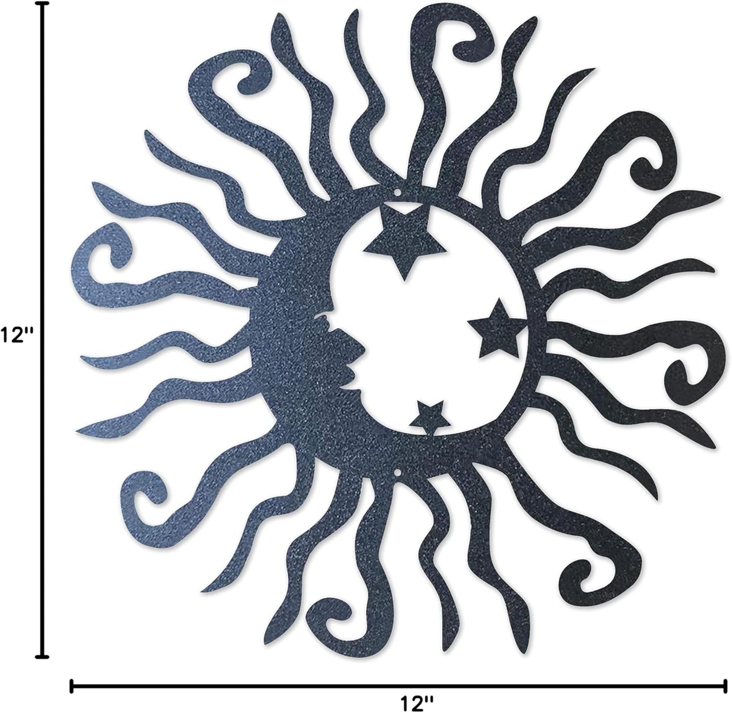 Riverside Designs Wacky Solar Moon Metal Wall Art Steel Outdoor Decor | Heavy-Duty and Waterproof | Made in USA (Black, 12L x 12W)