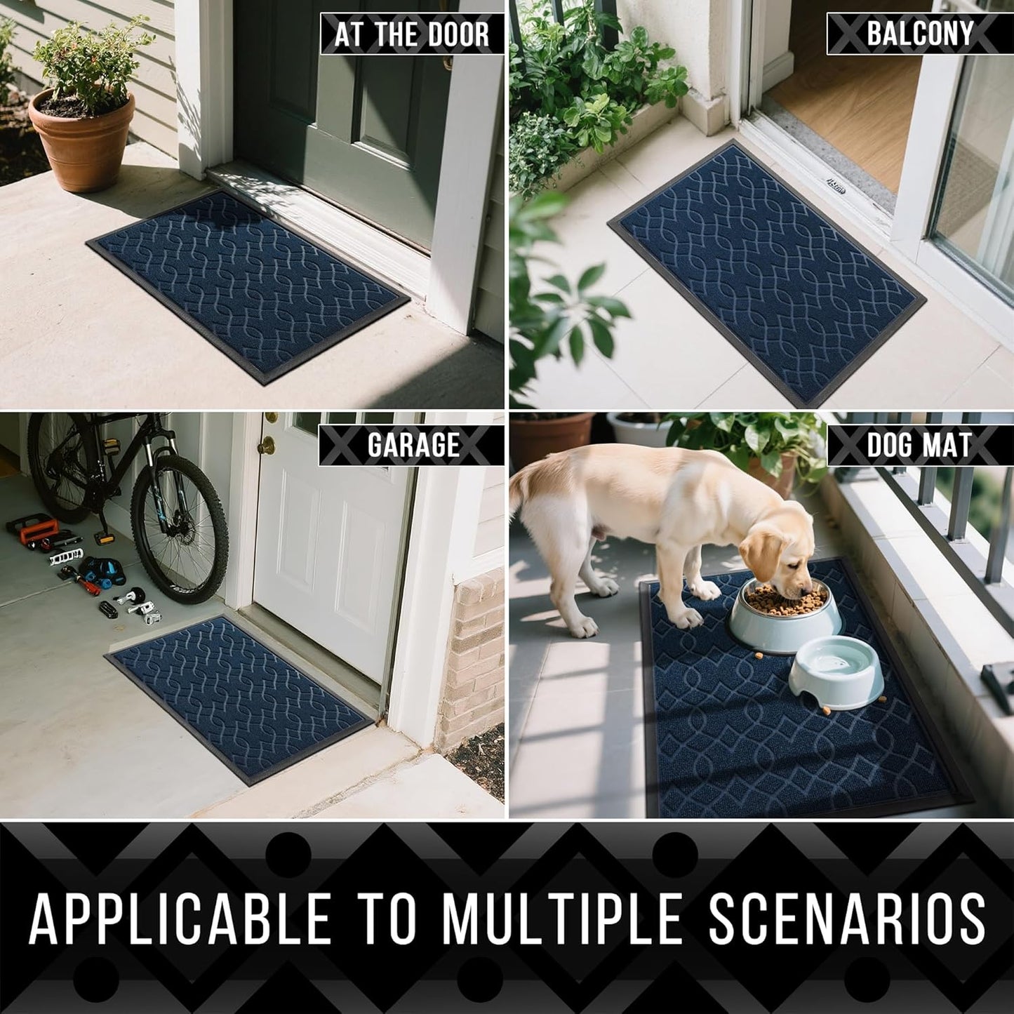 Yimobra Front Door Mat Outdoor Indoor 47x32, All-Season, All-Weather, Heavy Duty Welcome Door Mats Outside Entrance, Non Slip Porch Patio Entrance Mat, Blue