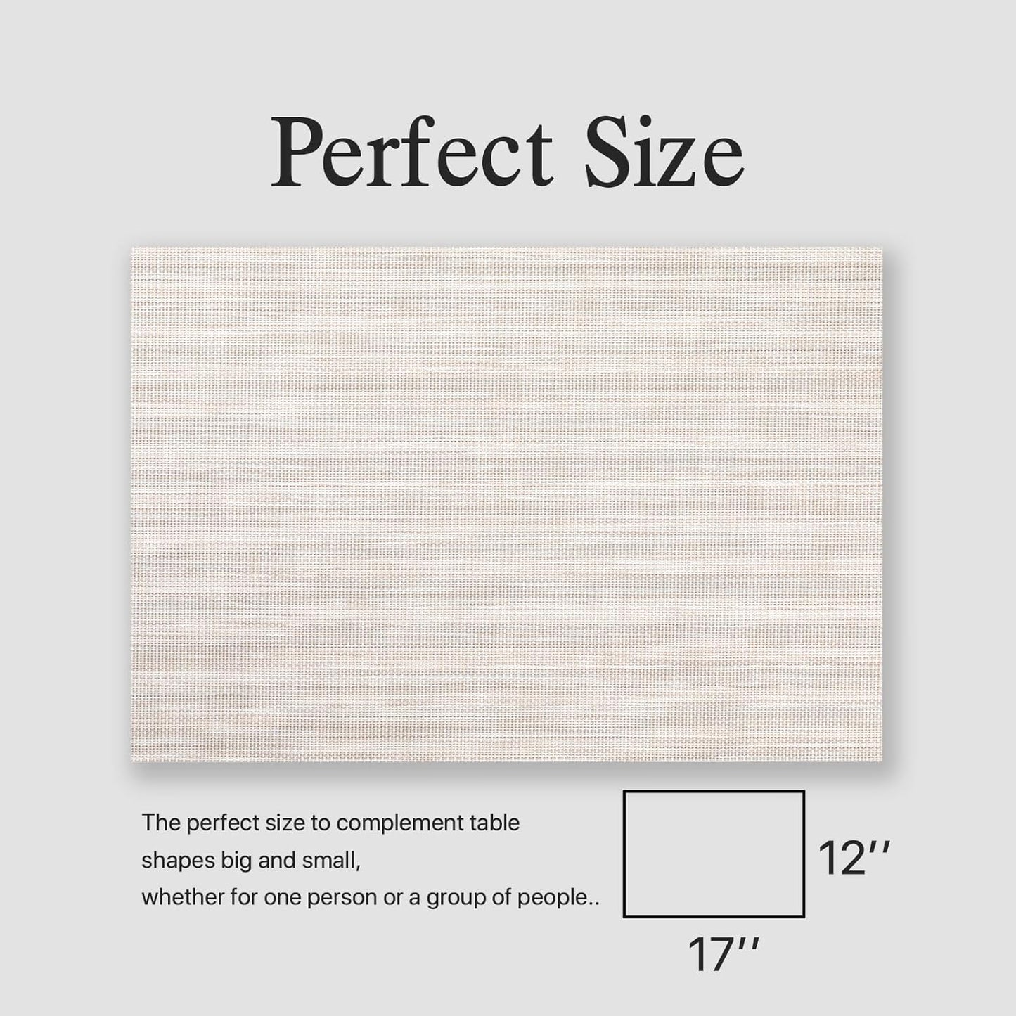 Placemats Set of 4 - Easy Clean Woven Vinyl Placemats for Dining Table, Indoor/Outdoor Place Mats, Washable PVC Table Mats(Beige)
