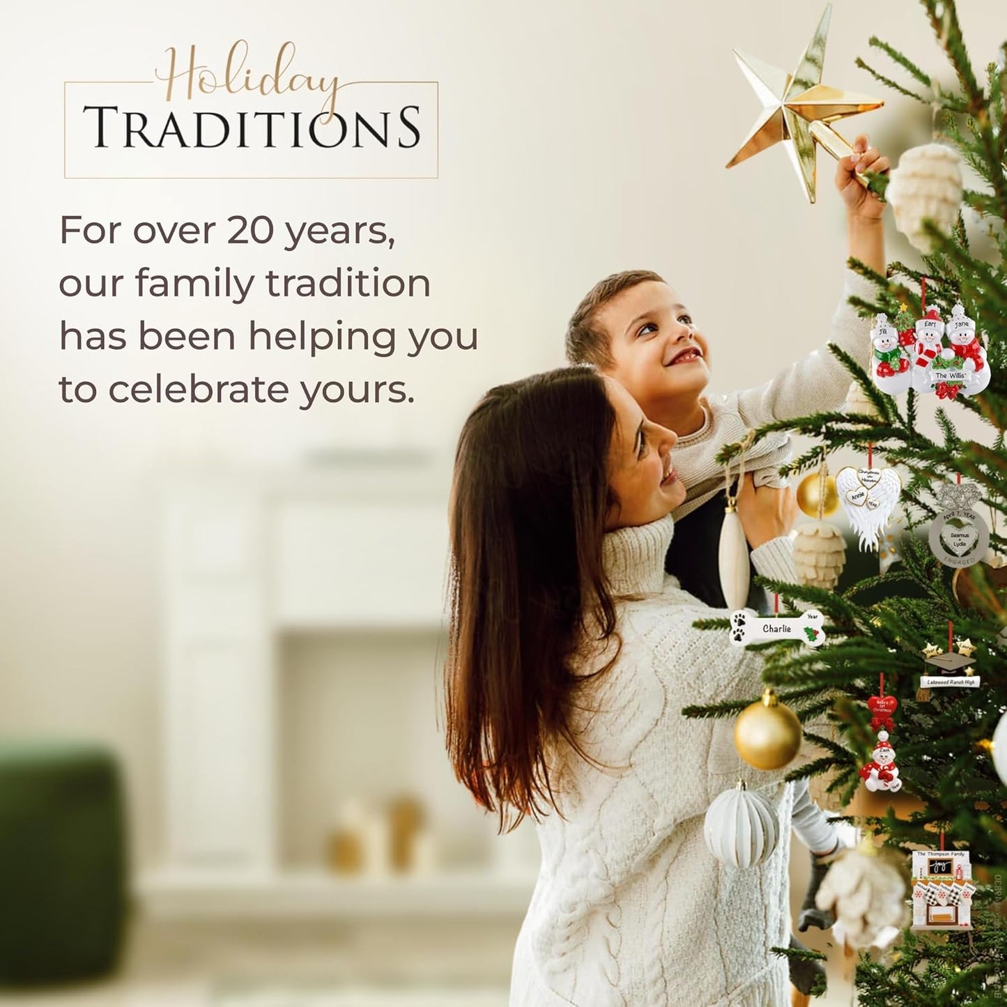 Personalized Family of 4 Ornament 2025 | Free 24h Customization | Laser Engraved Snowman Christmas Ornaments for Tree | Custom Gift Wrapped Festive Holiday Keepsake for Four Persons