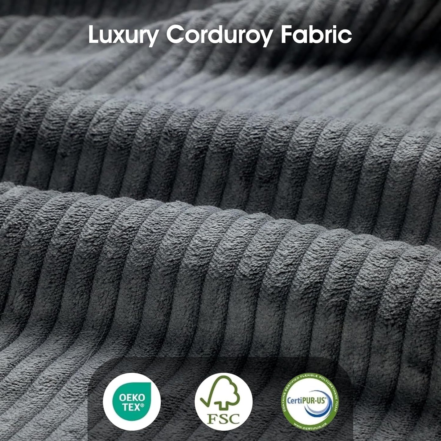 LLappuil Modular Sectional Sofa with Storage Seats, Corduroy Convertible Modular U Shaped Sectional Couch for Living Room, 8 Seat Oversized Sofa with 8 Back Cushion 8 Throw Pillow, Grey