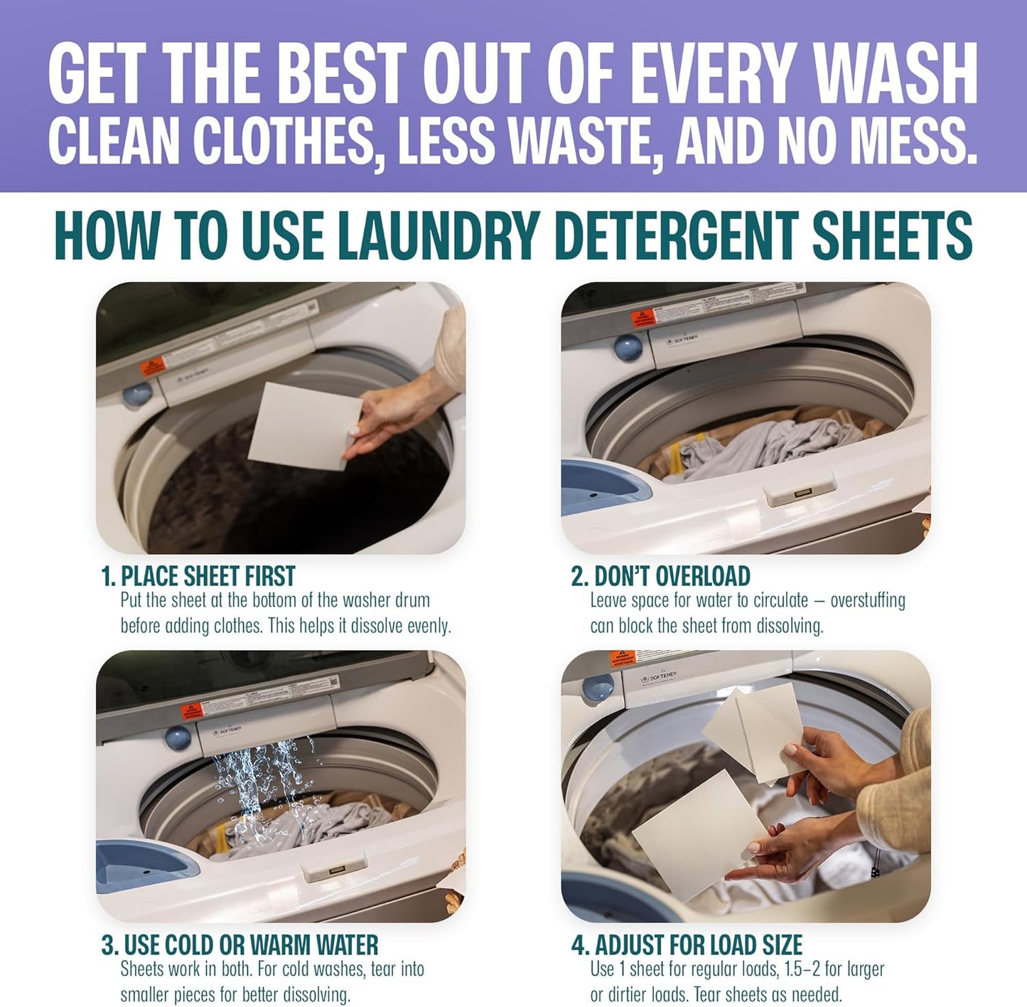 Sudstainables Laundry Detergent Sheets (200 Loads) – Eco-Friendly, Plastic-Free, Zero Waste, Laundry Washing Machines Soap Sheets; Dissolvable, Space-Saving Strips for Travel (Lavender)