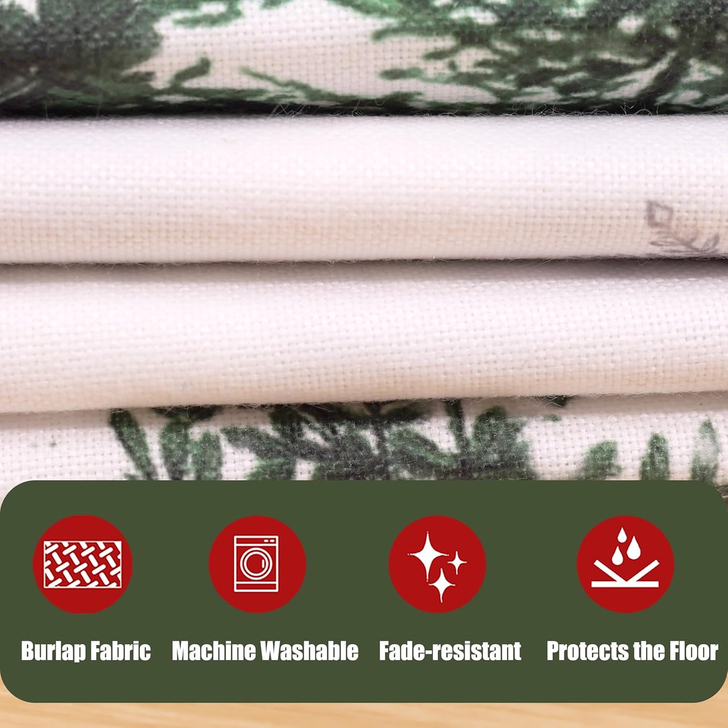 Baccessor Christmas Tree Skirt 36 Inch Pine Trees Snowy Forest Christmas Tree Skirt Collar for Farmhouse Vintage Rustic Merry Christmas Xmas Winter Holiday Party Decoration