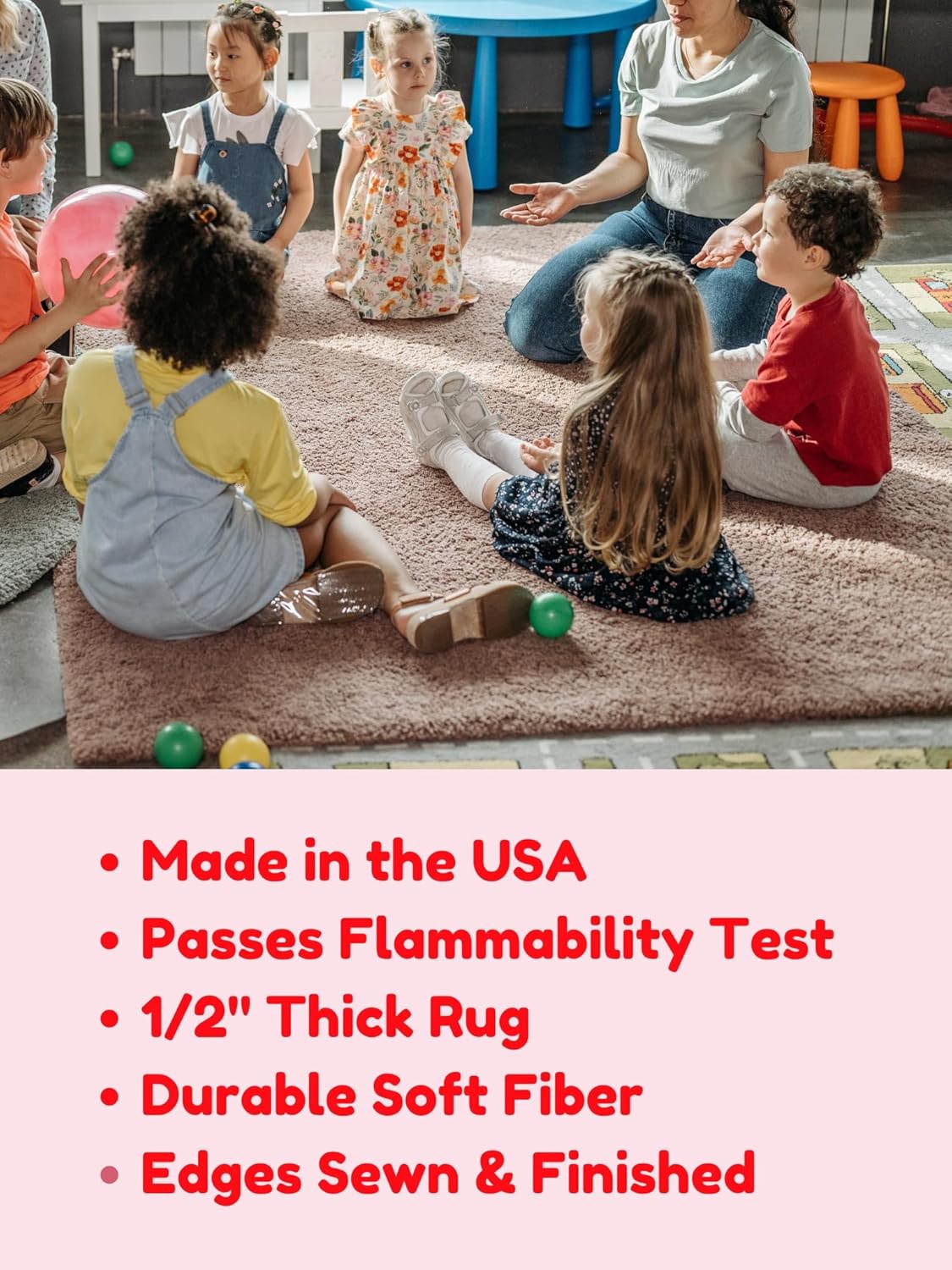 KOECKRITZ Soft and Colorful Kids Classroom Area Rugs (Passes Flammability Pill Test) Many Sizes and Bright Colors to Select from (5' Round, Lemon)
