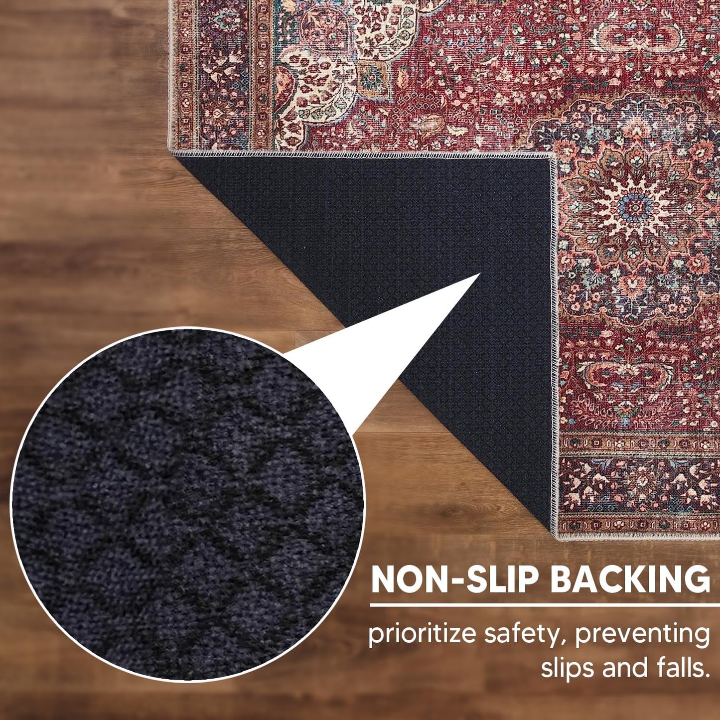 Keen Home Design 9x12 Rug - Machine Washable Area Rug with Non-Slip Backing, Ideal for Living Room, Dining Room, Bedroom - Vintage, Easy Clean, Durable, Low Pile Rug - (9' x 12')