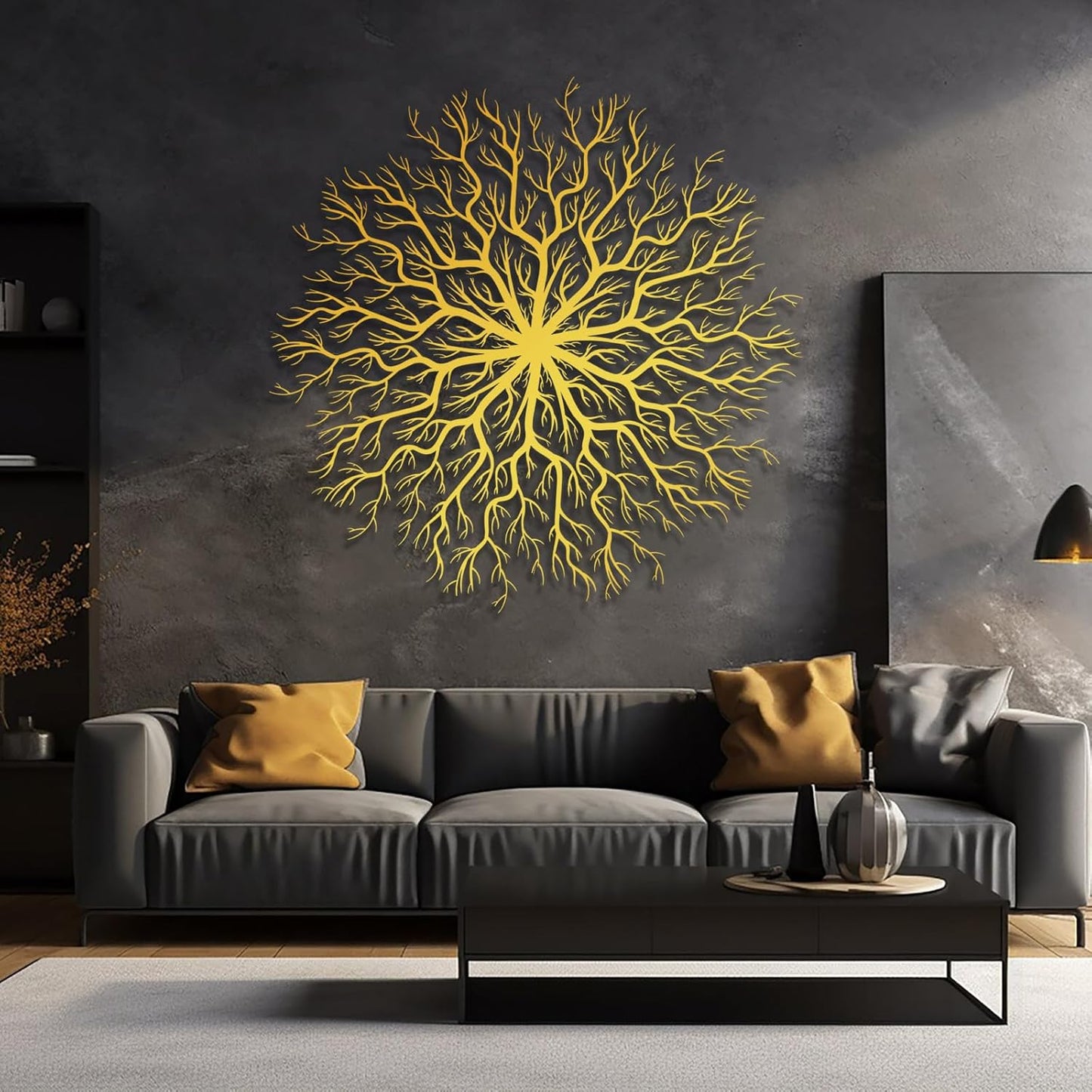 Tree of Life Metal Wall Art, Metal Tree Wall Art, Large Round Sculpture, Round Branch Wall Decor, Large Branch Artwork, Nature Sign, Wall Decor for Living Room, Housewarming Gift (White, 39"x39"|100x100cm)