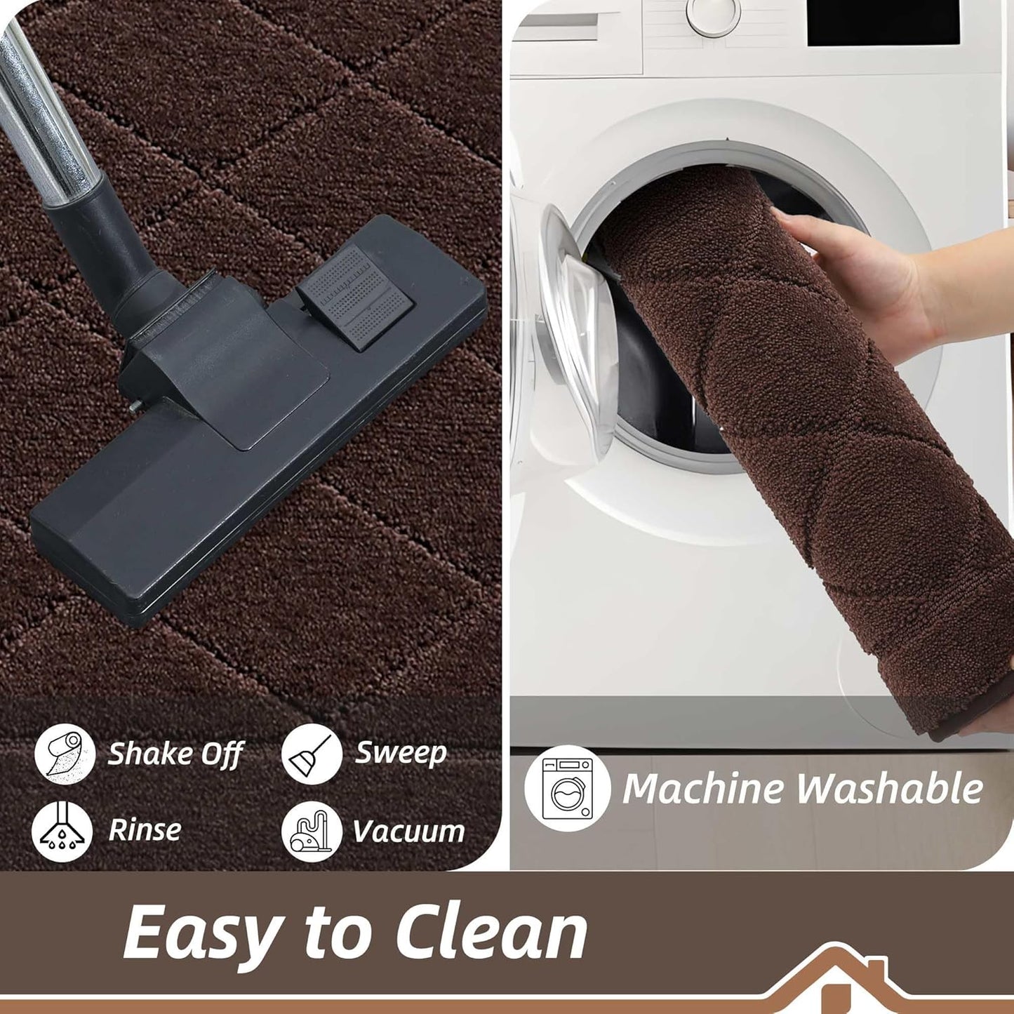 BEQHAUSE Dirt Trapper Door Mat 24" x 36", Doormat Non-Slip Entryway Rugs Washable, Dog Door Mat Stain Resistant and Absorbent Welcome Floor Mat for Front Back Door, Muddy Wet Shoes & Paws, Brown