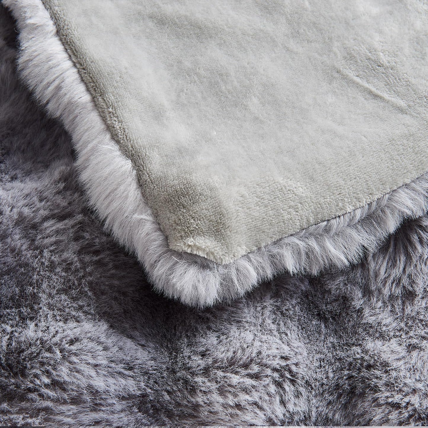 Lotus Karen Faux Fur Blanket Tie-Dye Gray - Big Bubble Rabbit Fluff King Throws for The Bed Large Fluffy Fuzzy Cozy Thick Furry Plush Shaggy Blankets for Men 108x90 Inches