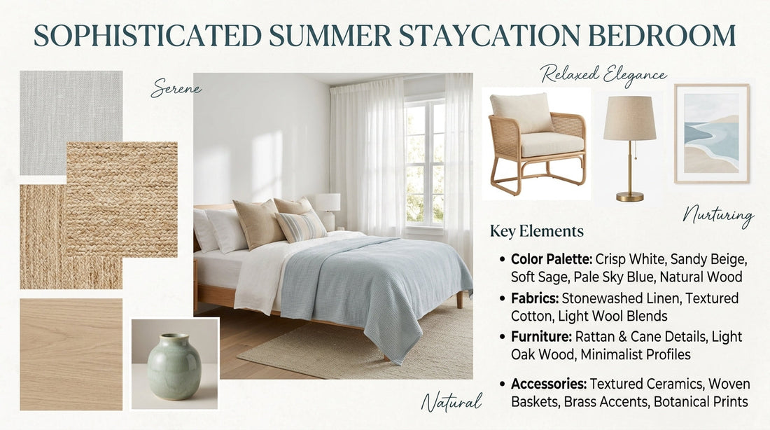 Bedroom Mood Board for a Sophisticated Summer Staycation