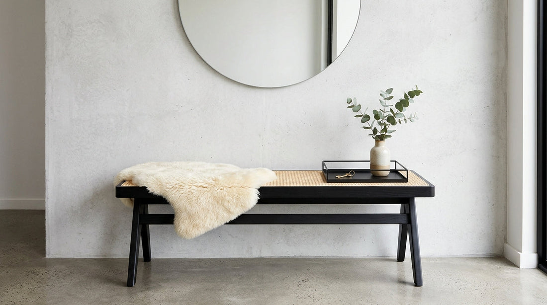 How to Style a Modern Bench in Your Entryway or Bedroom