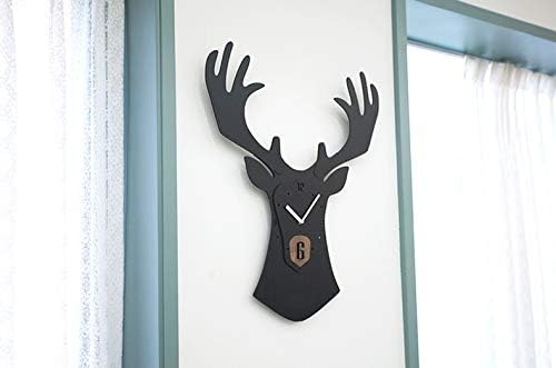 Stephanie Imports Modern Minimalist Reindeer Dark Wall Clock