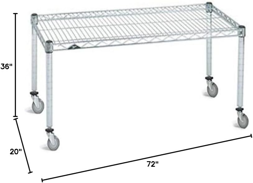 Omega Products Corporation 36" Deep x 72" Wide x 20" High Chrome Mobile Dunnage Rack