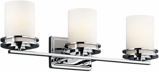 Kichler Hendrik 24" 3 Light Vanity Light with Satin Etched Cased Opal Glass Chrome