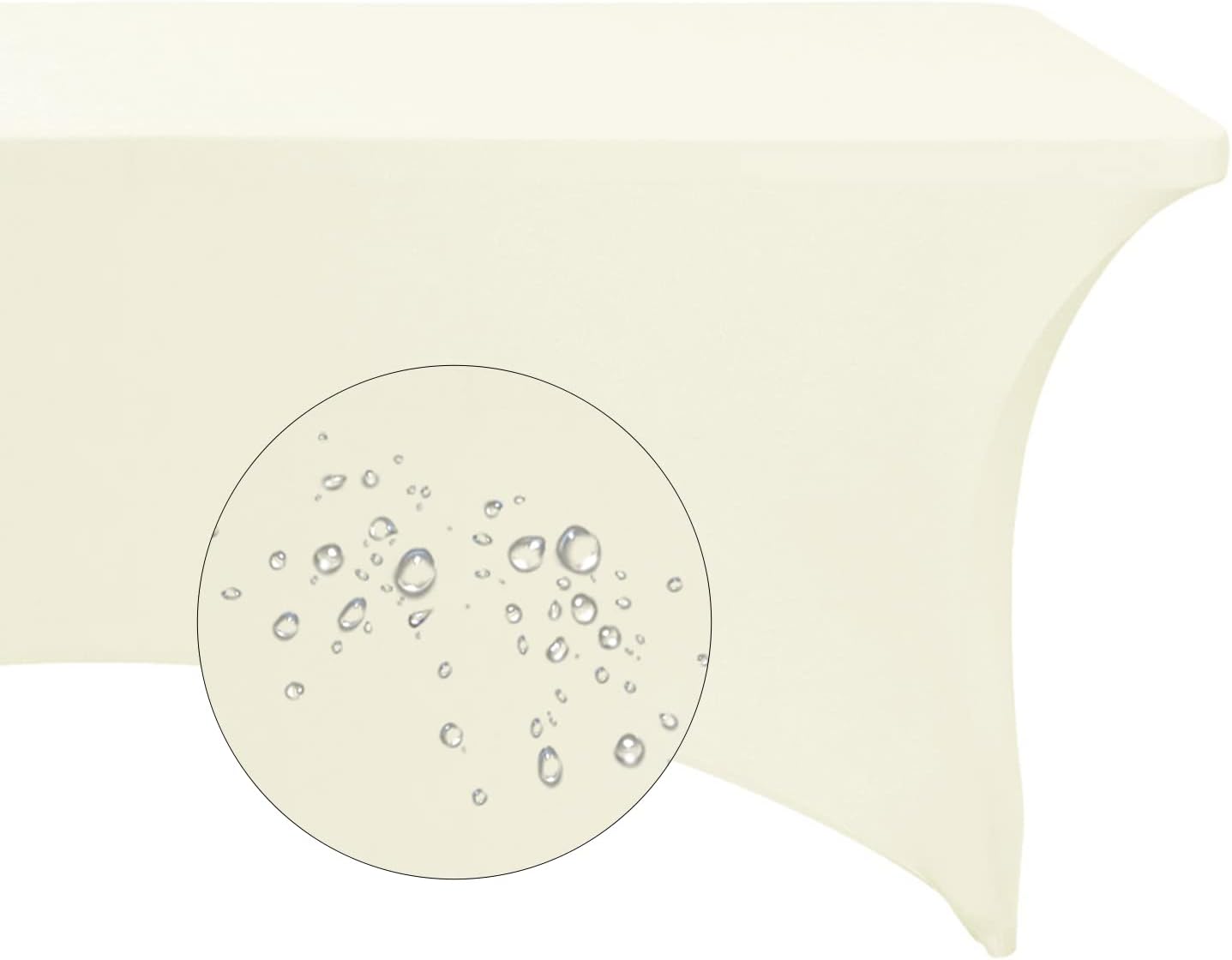 Spandex 6ft Waterproof Table Cover for Party,Wedding, Banquet, and Events(Ivory)