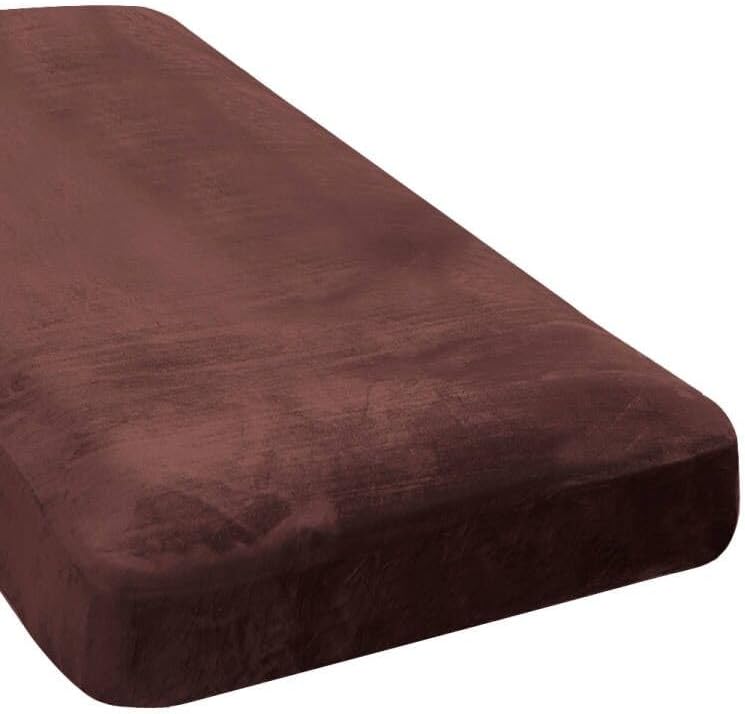 H.VERSAILTEX Velvet Stretch Individual Chaise Cover Sectional Couch Covers for L Shaped Sofa Both Left/Right Furniture Protector Seat Cushion Sofa Cover (1 Piece Chaise Cover, Brown)