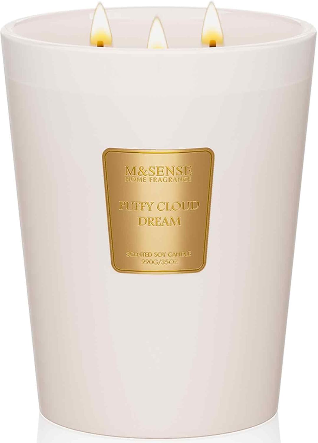 M&SENSE Puffy Cloud Dream Scented Candle, 35 OZ Extra Large 3 Wick Natural Soy Wax Candles 150 Hours Long Lasting Slow Burning, Candles Gift for Spring Home Decor