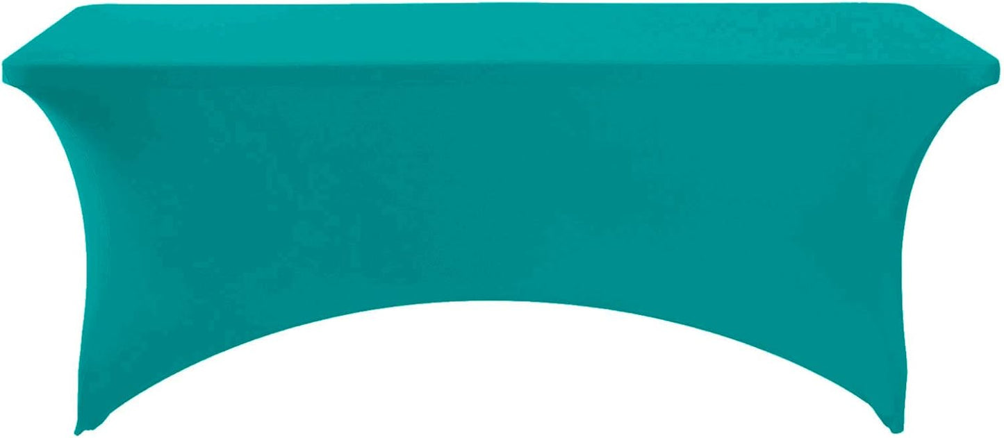 2Pack Spandex Table Cover for 6Ft or 4fT or 8ft Table Universal Fitted Stretch Tablecloth for Party, Banquet, Wedding and Events-Turquoise